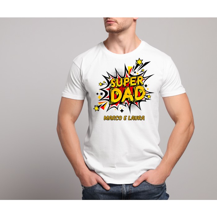 T-shirt  Bianca 100% Cotone Personalizzata per la Festa del Papà