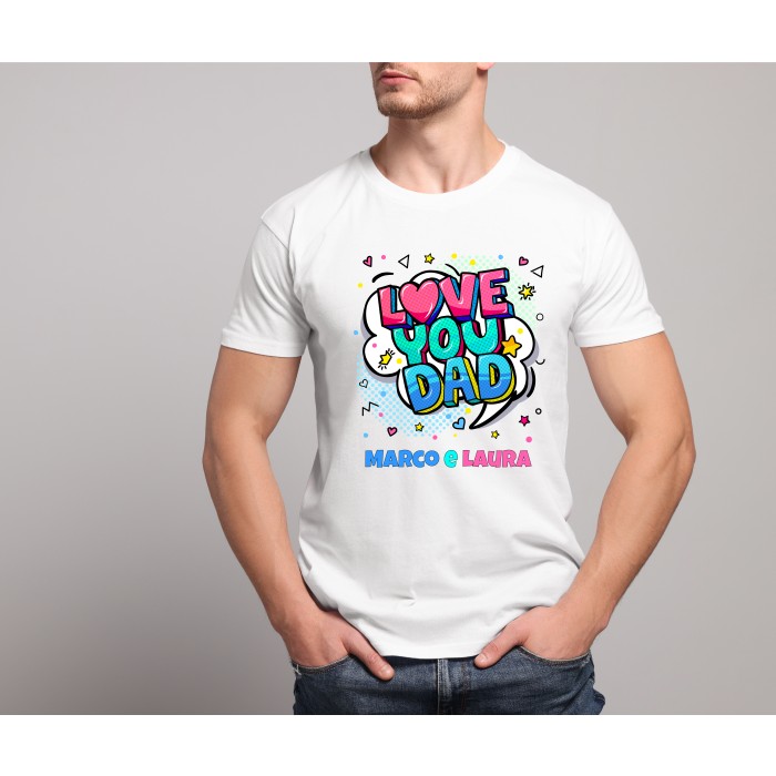 T-shirt  Bianca 100% Cotone Personalizzata per la Festa del Papà