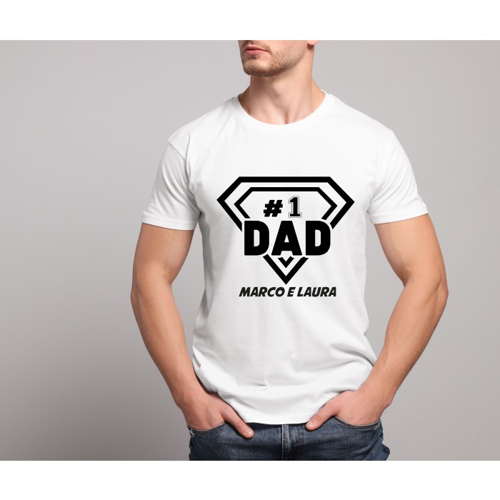 T-shirt  Bianca 100% Cotone Personalizzata per la Festa del Papà