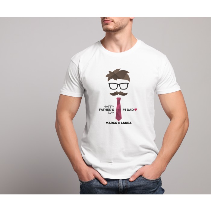 T-shirt  Bianca 100% Cotone Personalizzata per la Festa del Papà