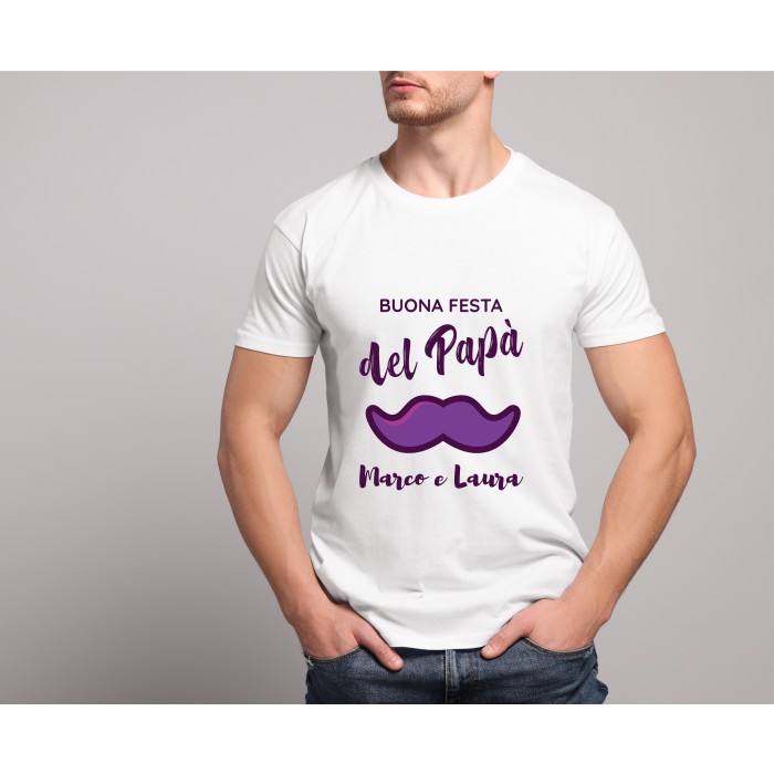 T-shirt  Bianca 100% Cotone Personalizzata per la Festa del Papà