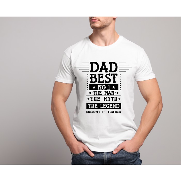 T-shirt  Bianca 100% Cotone Personalizzata per la Festa del Papà