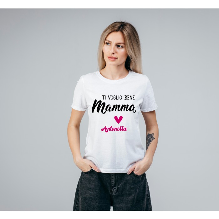 T-shirt Bianca 100% Cotone Personalizzata per la Festa della Mamma.