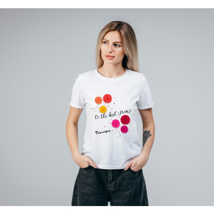 T-shirt Bianca 100% Cotone Personalizzata per la Festa della Mamma.