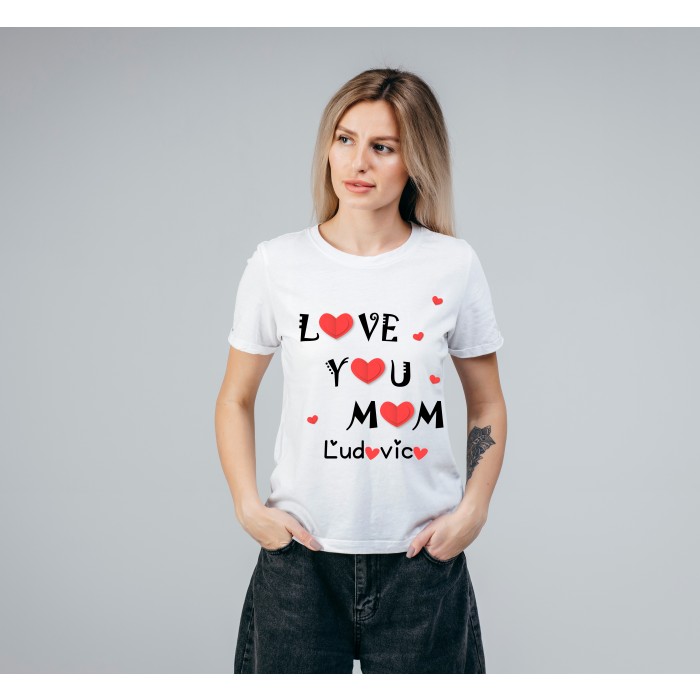 T-shirt Bianca 100% Cotone Personalizzata per la Festa della Mamma.