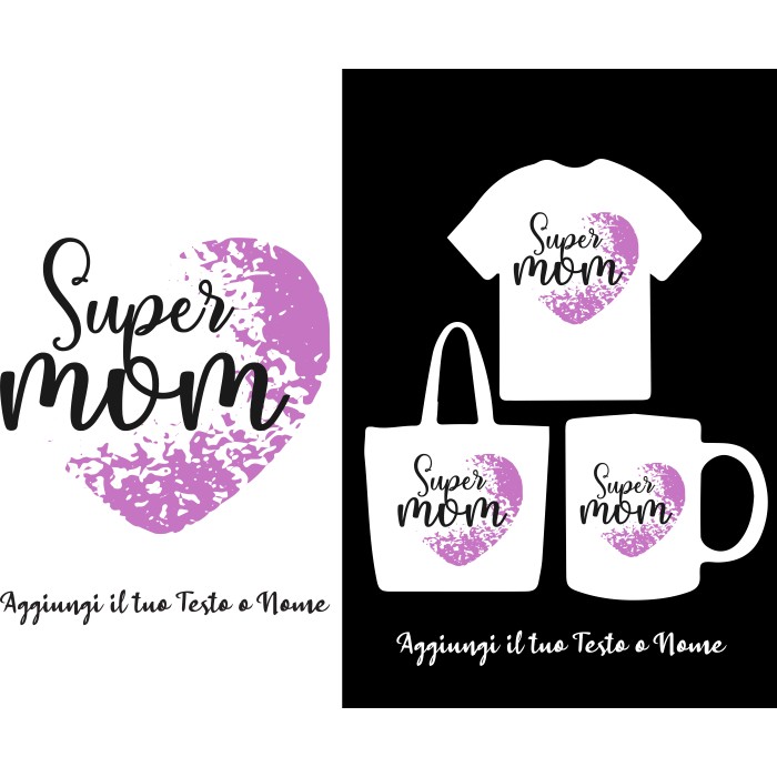 Kit T-Shirt Tazza e Shopper per la Festa della Mamma Personalizzato con Testo
