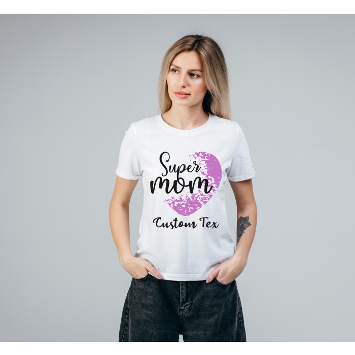 T-shirt Bianca 100% Cotone Personalizzata per la Festa della Mamma.