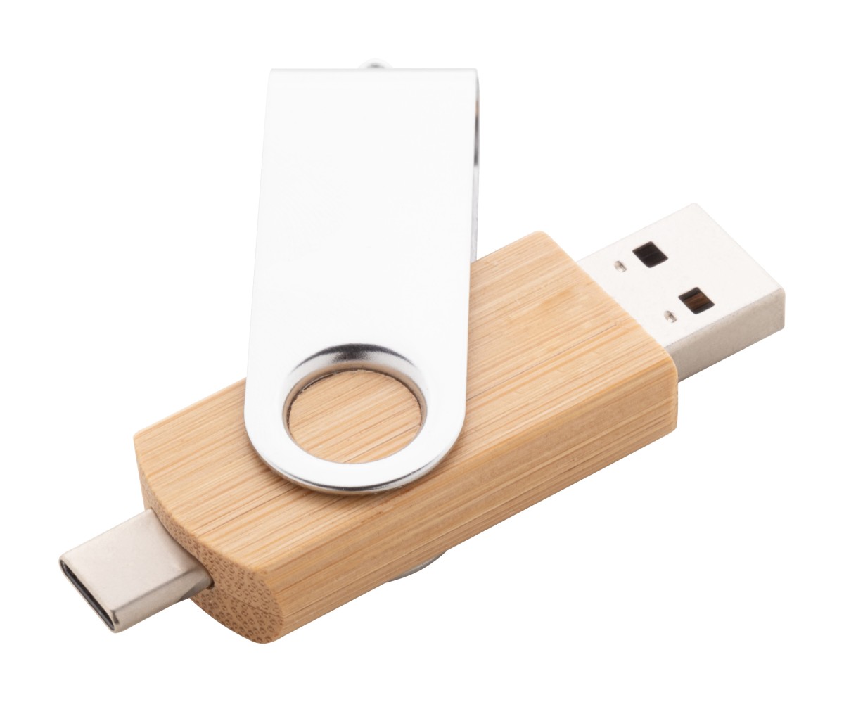 Chiavetta USB OTG BooSpin in Bambù e Metallo Capacità 16/32 GB Personalizzata