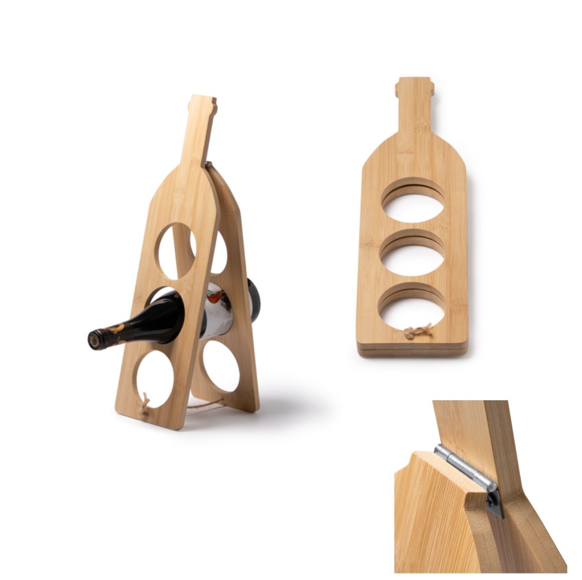 Portabottiglie in Legno KENDRIK Capacità 3 Bottiglie Personalizzato