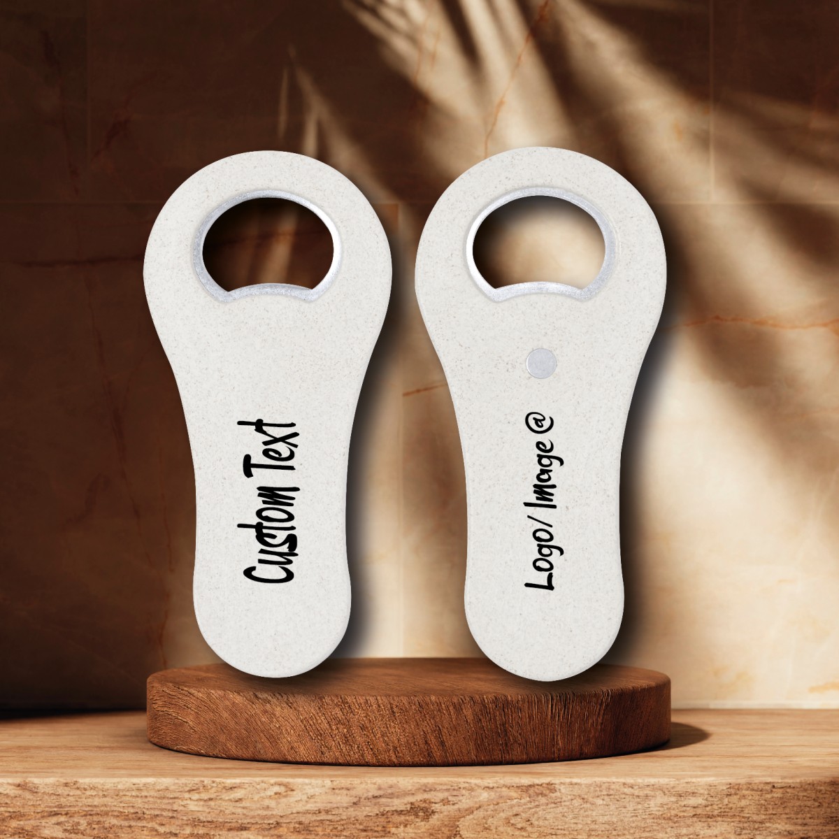 Apribottiglie Magnetico WEGIX in Plastica Ecologica Effetto Paglia di Grano Personalizzato