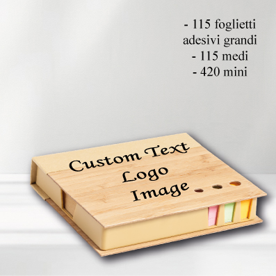 Blocco foglietti NOKWON in Carta Riciclata con Copertura in Bambù Personalizzato