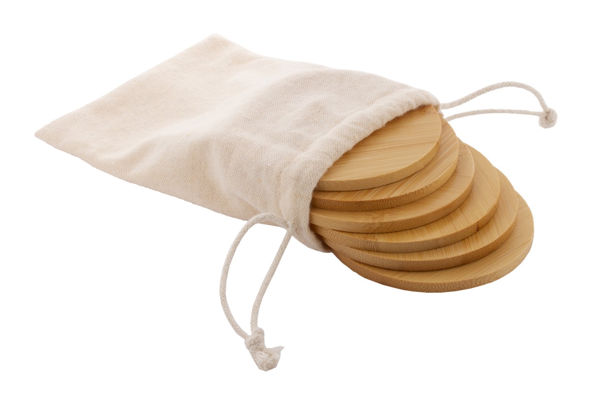 Set di 6 Sottobicchieri  ZHULIMAX in Bambù con Sacchetto in Cotone Personalizzato