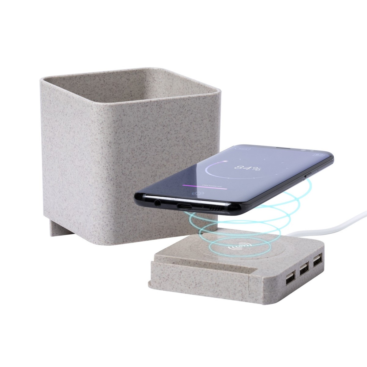 Portapenne Multifunzione  AMPDESK Portacellulare Caricabatterie Wireless Personalizzato