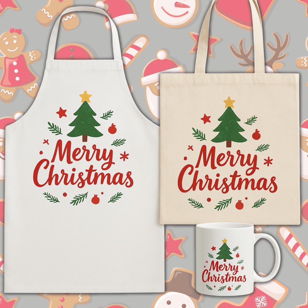 Kit Natalizio Dello Chef: Grembiule + Shopper + Tazza Personalizzati Con un Nome o una Breve Frase