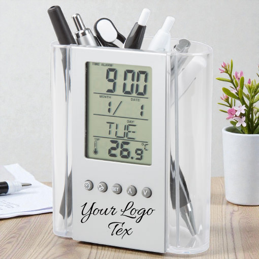 Porta Penne Crystalline in plastica trasparente con Display Digitale Personalizzato