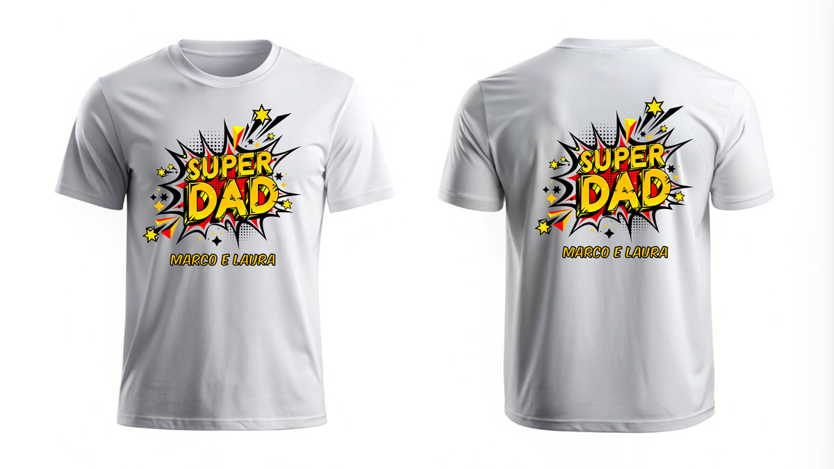 T-shirt  Bianca 100% Cotone Personalizzata per la Festa del Papà