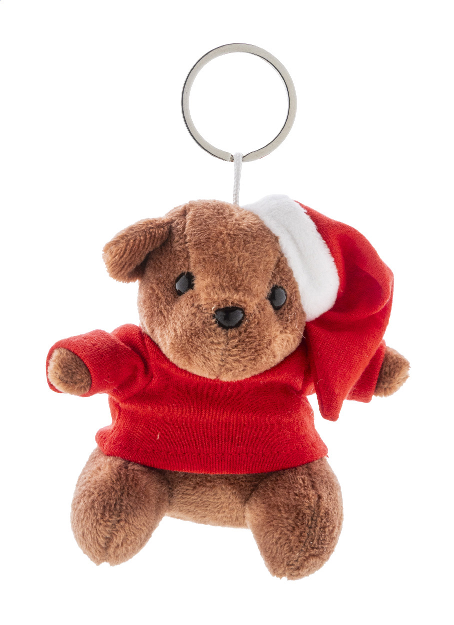 Julnalle portachiavi natalizio con orsetto in peluche multicolore