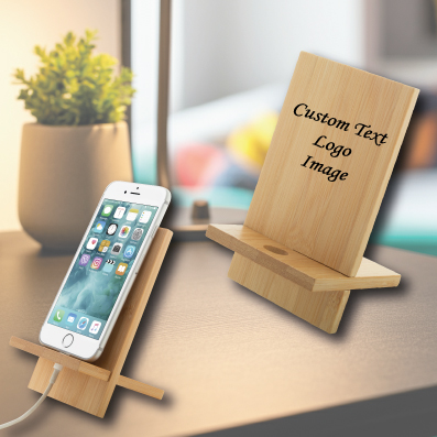 Supporto Portacellulare da Tavolo GIBBA in Bambù Personalizzato