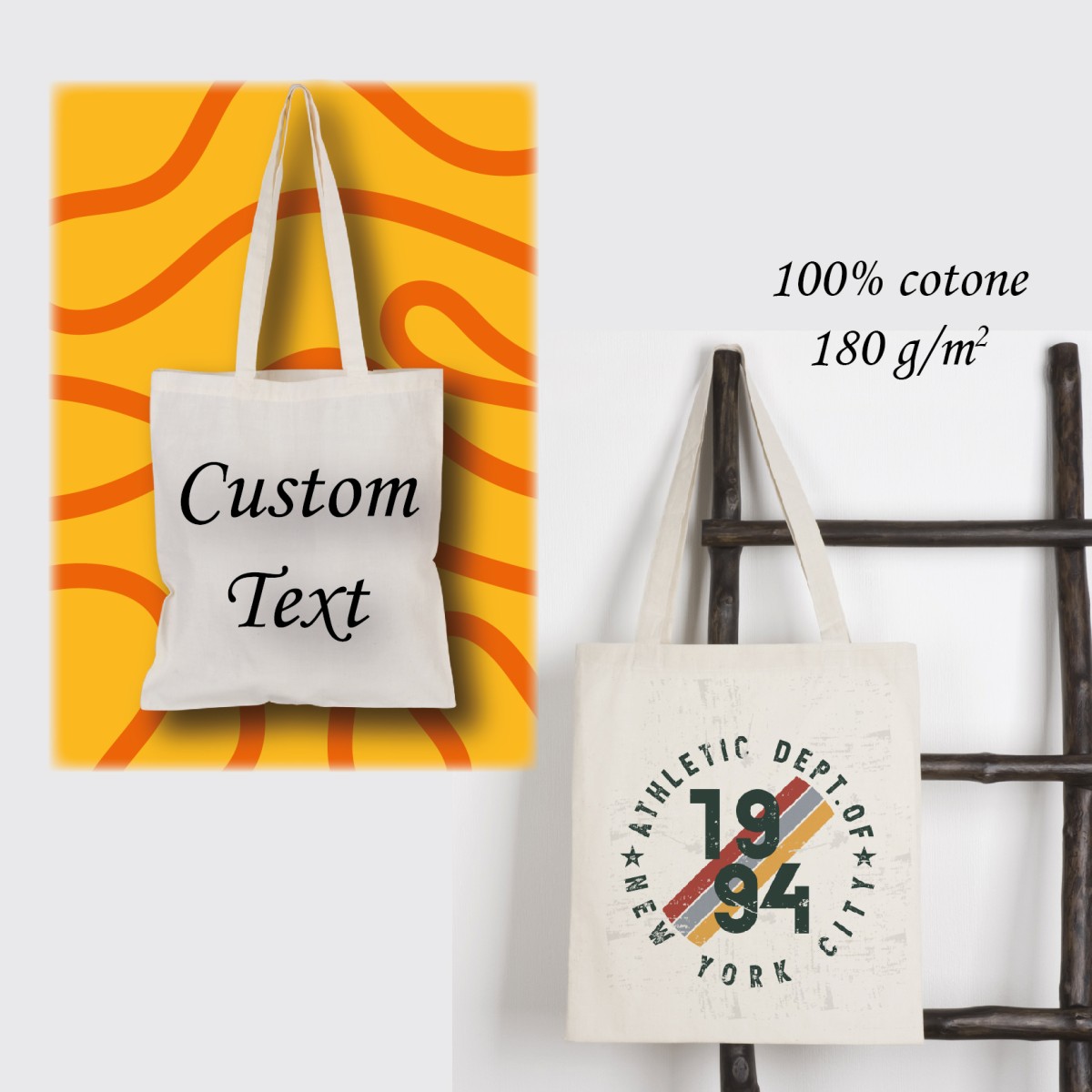 Shopper Longish 180 in 100% Cotone 180 g/m² Personalizzata