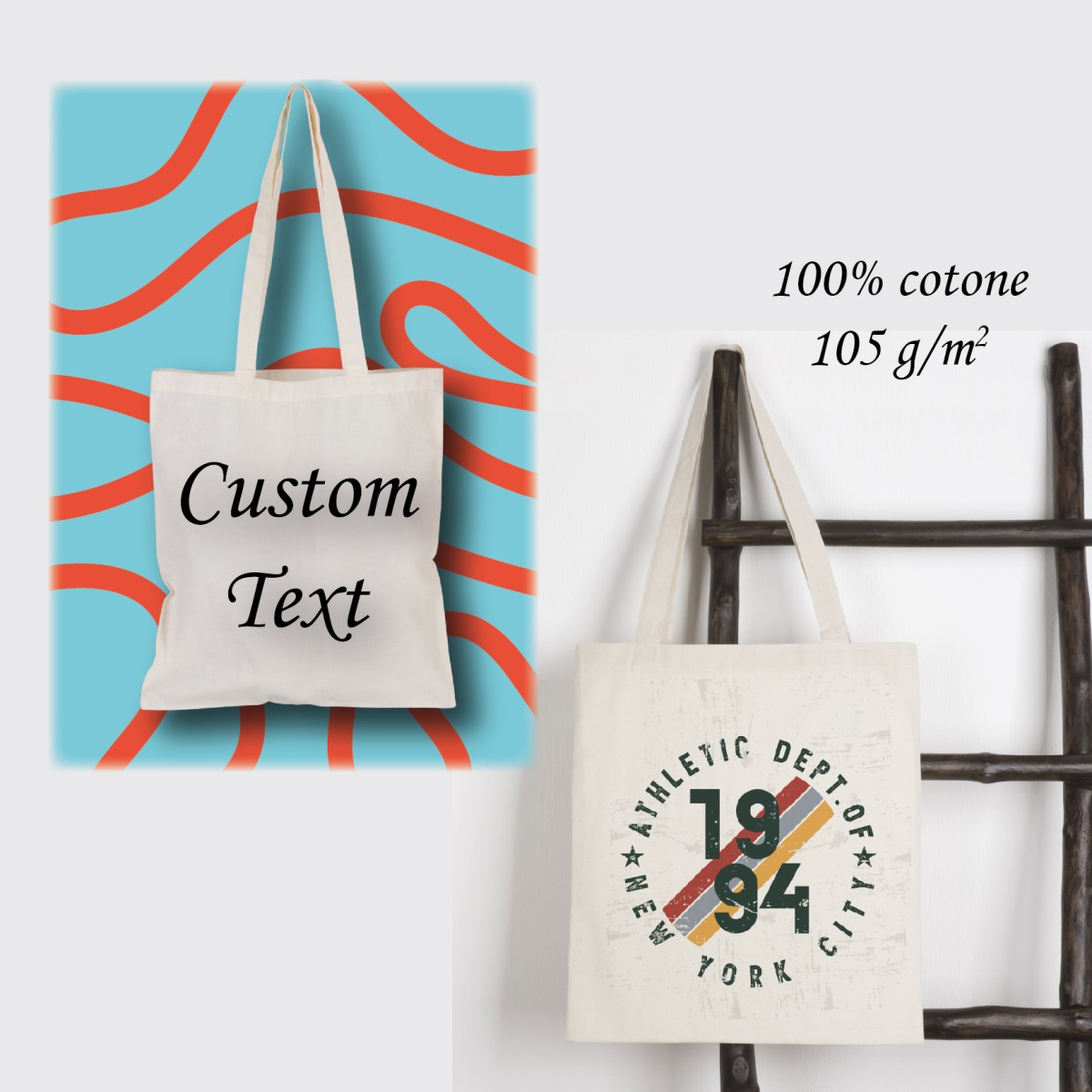 Shopper Longish 105 in 100% Cotone 105 g/m² Personalizzata