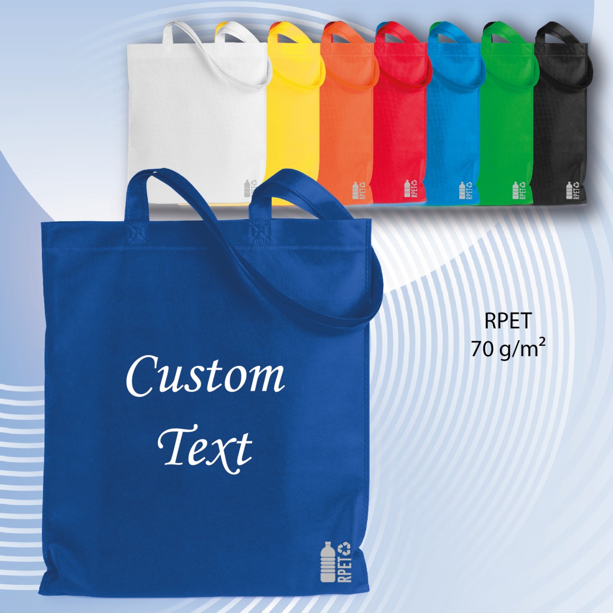 Shopper Rezzin in RPET 70 g/m²  con etichetta RPET Personalizzata