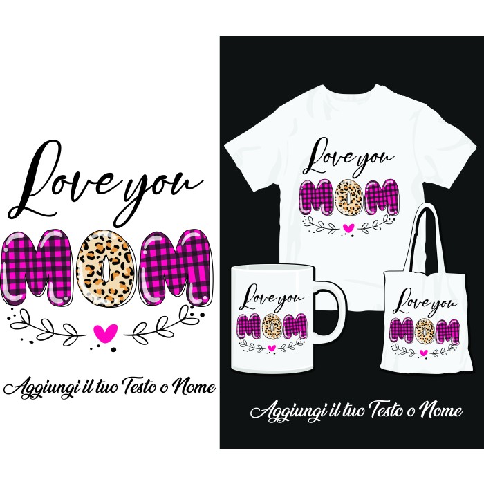 Kit T-Shirt Tazza e Shopper per la Festa della Mamma Personalizzato con Testo